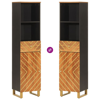 Bathroom Cabinet Brown and Black 38x33.5x160 cm Solid Wood Mango