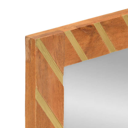 Bathroom Mirror Brown 50x70x3 cm Solid Wood Mango and Glass