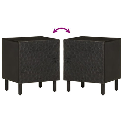 Bedside Cabinets 2 pcs Black 40x33x46 cm Solid Wood Mango