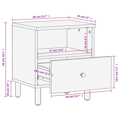 Bedside Cabinet Black 40x33x46 cm Solid Wood Mango