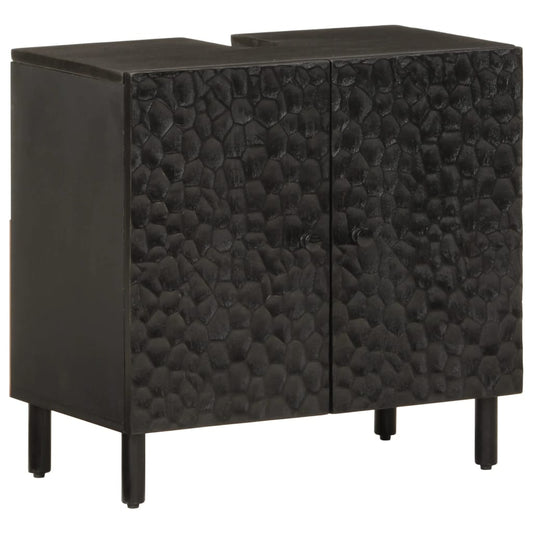 Bathroom Sink Cabinet Black 62x33x58 cm Solid Wood Mango