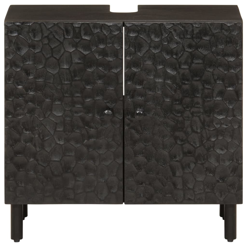 Bathroom Sink Cabinet Black 62x33x58 cm Solid Wood Mango