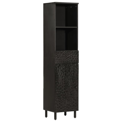 Bathroom Cabinet Black 38x33x160 cm Solid Wood Mango