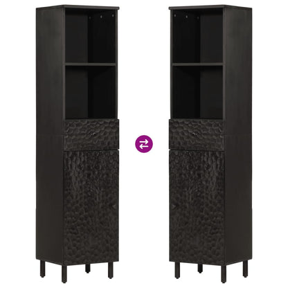 Bathroom Cabinet Black 38x33x160 cm Solid Wood Mango