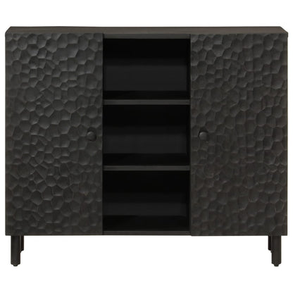 Side Cabinet Black 90x33x75 cm Solid Wood Mango