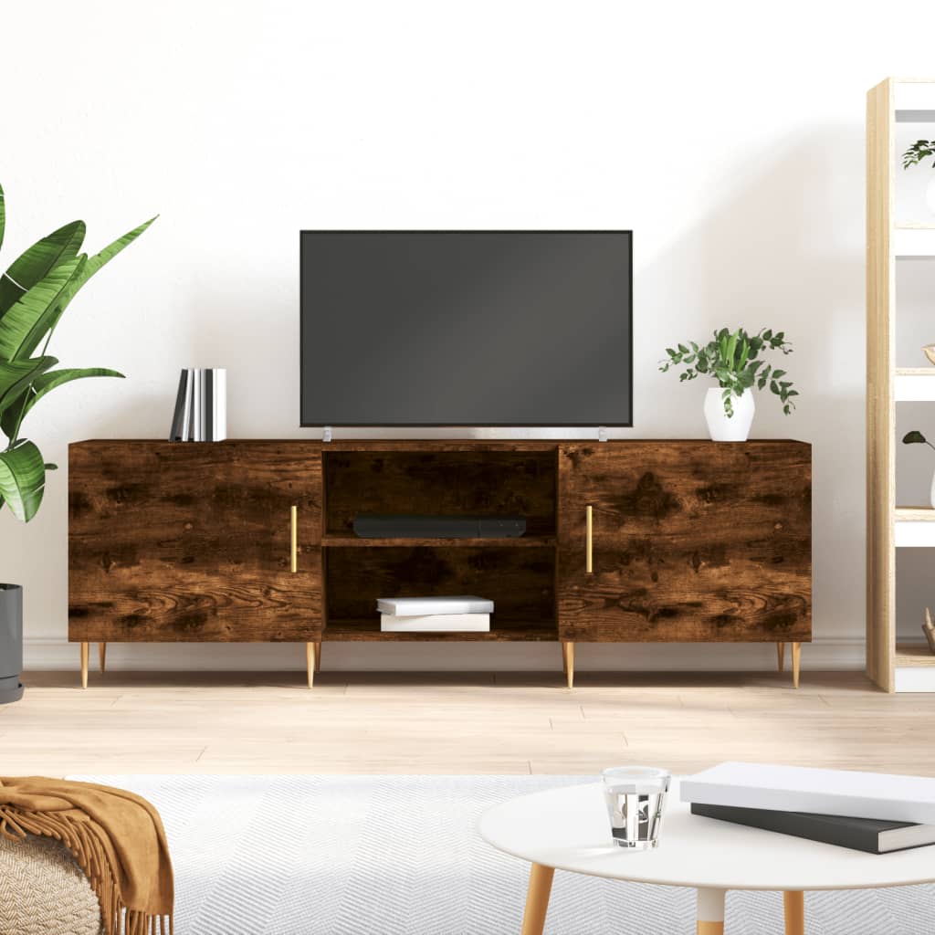TV Cabinet Smoked Oak 150x30x50 cm Engineered Wood