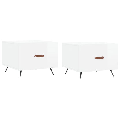 Coffee Tables 2pcs High Gloss White 50x50x40 cm Engineered Wood