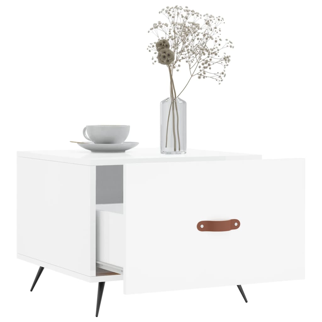Coffee Tables 2pcs High Gloss White 50x50x40 cm Engineered Wood
