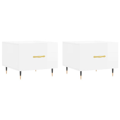 Coffee Tables 2pcs High Gloss White 50x50x40 cm Engineered Wood