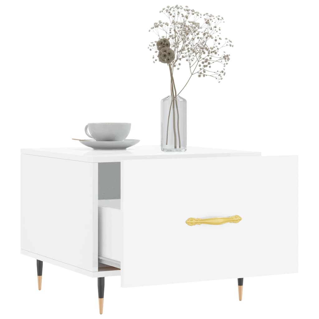 Coffee Tables 2pcs High Gloss White 50x50x40 cm Engineered Wood