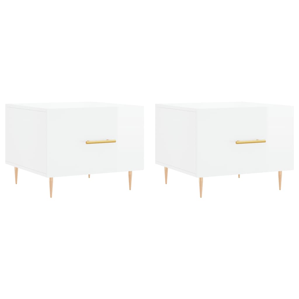 Coffee Tables 2pcs High Gloss White 50x50x40 cm Engineered Wood