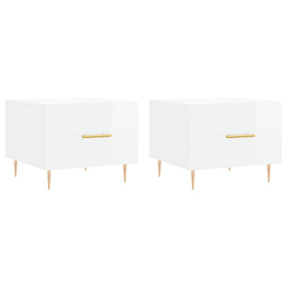 Coffee Tables 2pcs High Gloss White 50x50x40 cm Engineered Wood