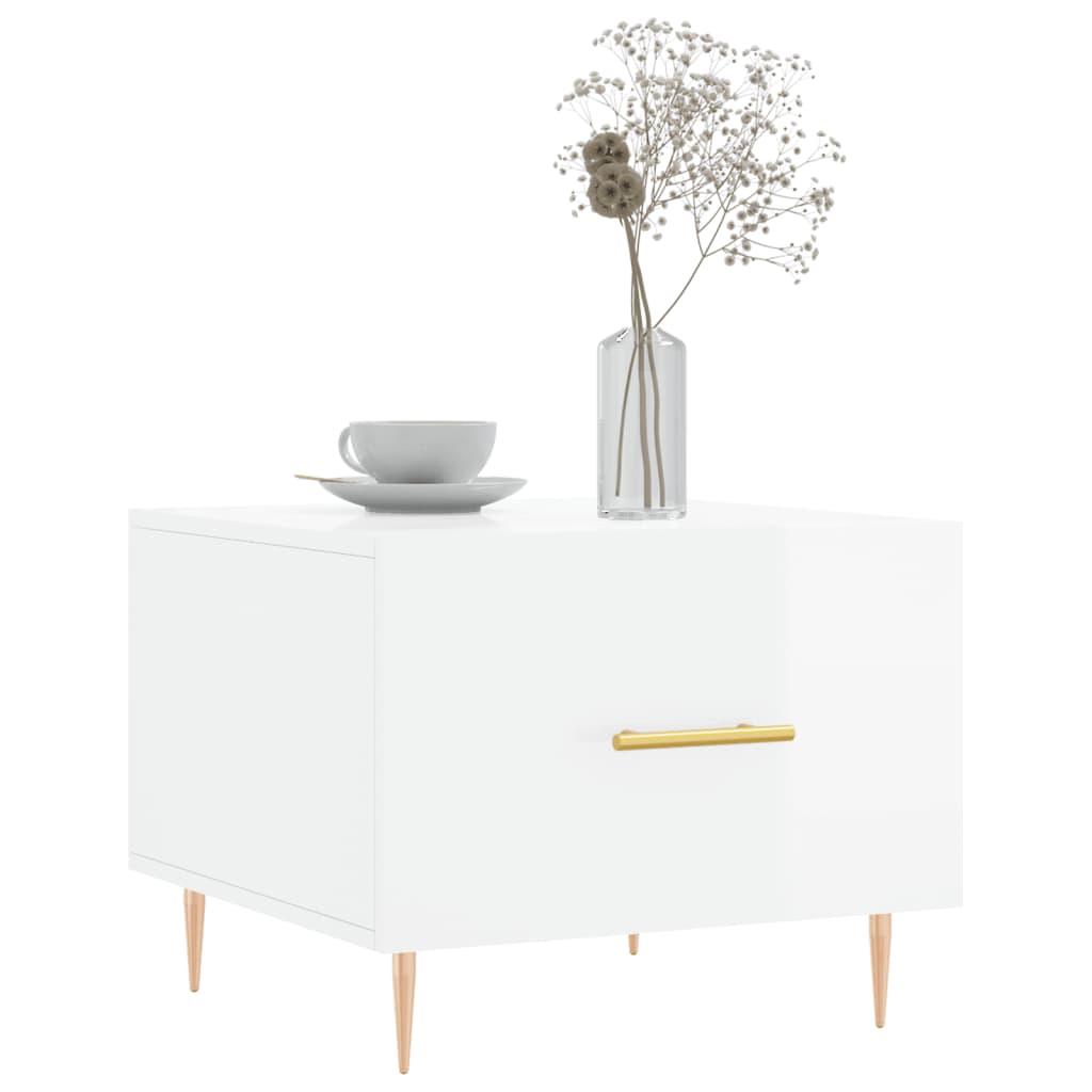 Coffee Tables 2pcs High Gloss White 50x50x40 cm Engineered Wood