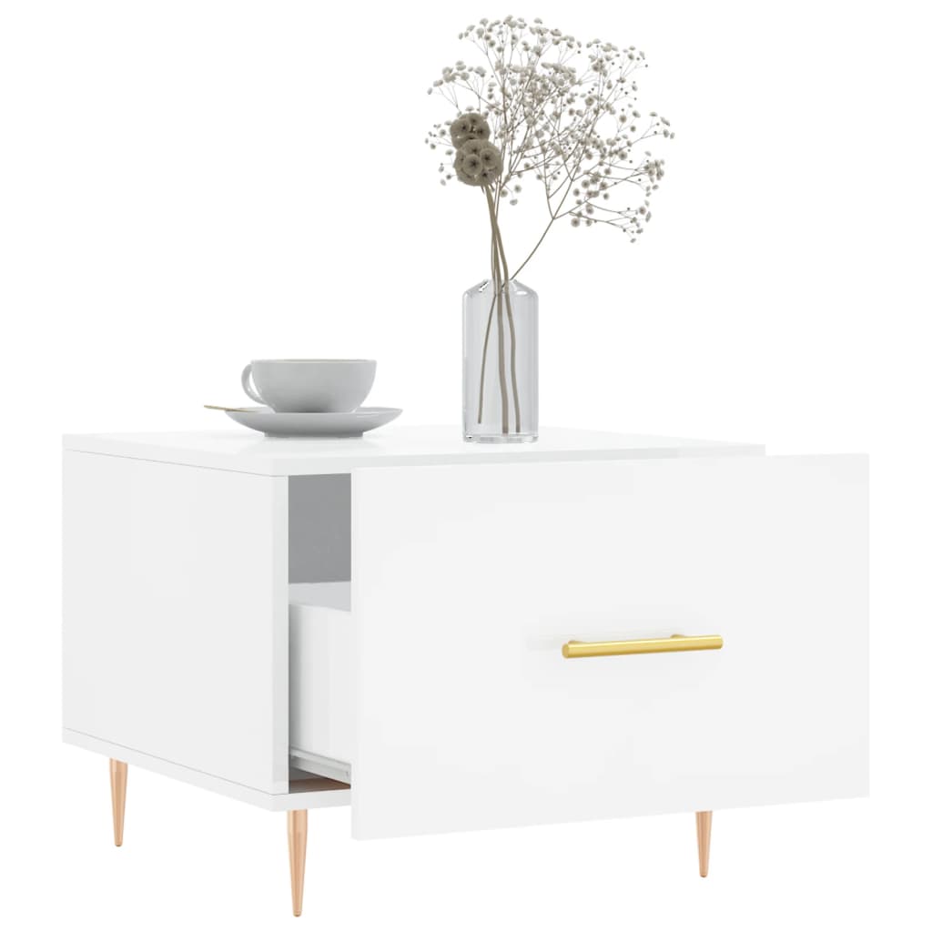Coffee Tables 2pcs High Gloss White 50x50x40 cm Engineered Wood