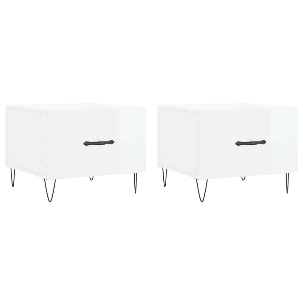 Coffee Tables 2pcs High Gloss White 50x50x40 cm Engineered Wood