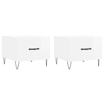 Coffee Tables 2pcs High Gloss White 50x50x40 cm Engineered Wood