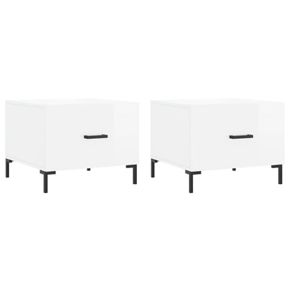 Coffee Tables 2pcs High Gloss White 50x50x40 cm Engineered Wood