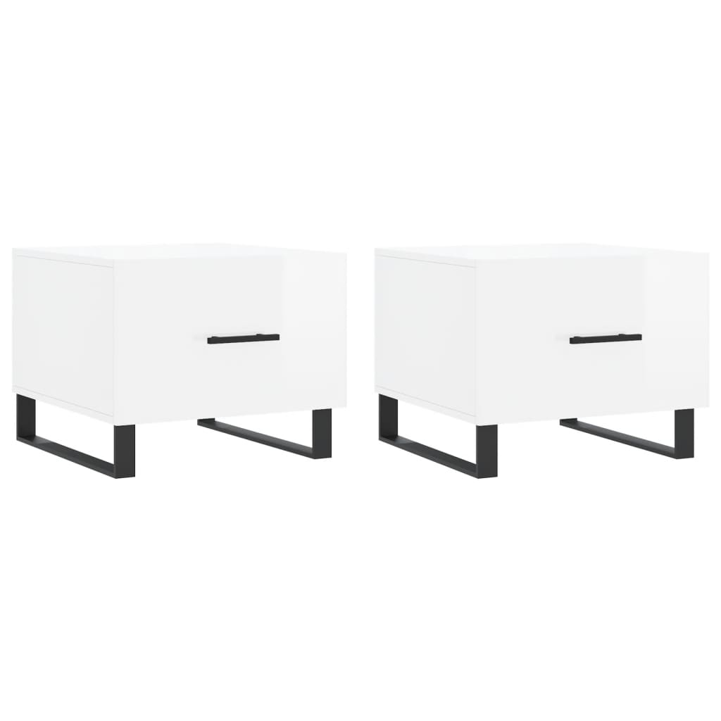 Coffee Tables 2pcs High Gloss White 50x50x40 cm Engineered Wood