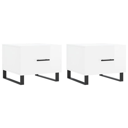 Coffee Tables 2pcs High Gloss White 50x50x40 cm Engineered Wood