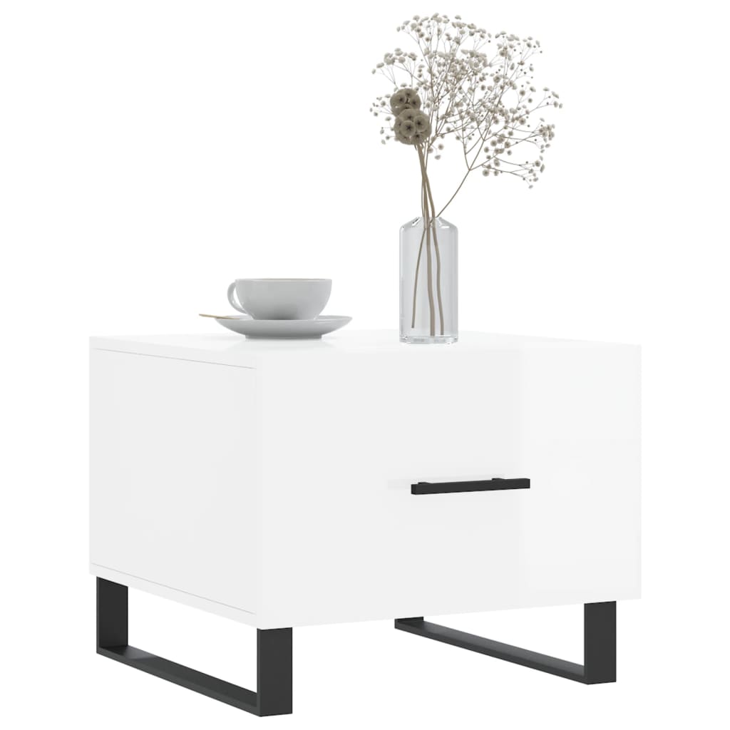 Coffee Tables 2pcs High Gloss White 50x50x40 cm Engineered Wood