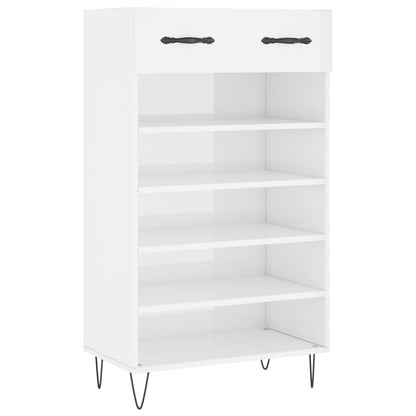 Shoe Cabinet High Gloss White 60x35x105 cm Engineered Wood