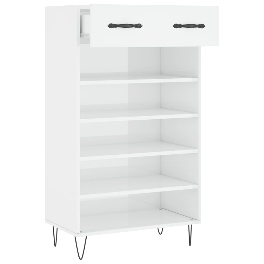 Shoe Cabinet High Gloss White 60x35x105 cm Engineered Wood