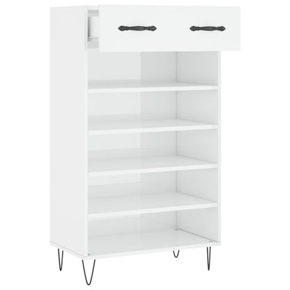 Shoe Cabinet High Gloss White 60x35x105 cm Engineered Wood