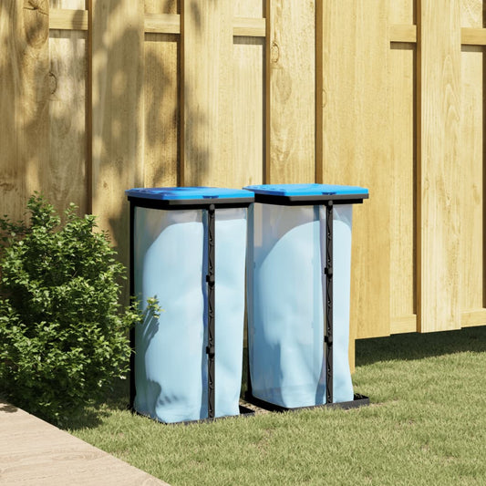 Rubbish Bag Holders 2 pcs Black and Blue 60 L PP