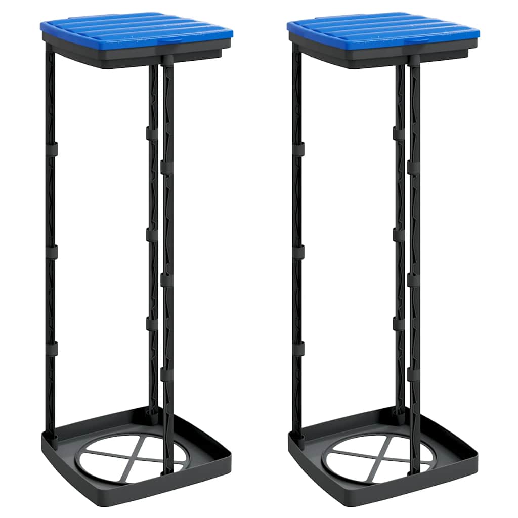 Rubbish Bag Holders 2 pcs Black and Blue 120 L PP