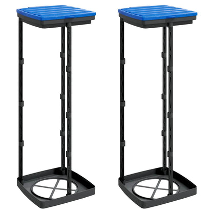 Rubbish Bag Holders 2 pcs Black and Blue 120 L PP