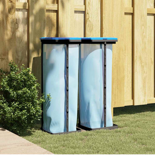 Rubbish Bag Holders 2 pcs Black and Blue 120 L PP
