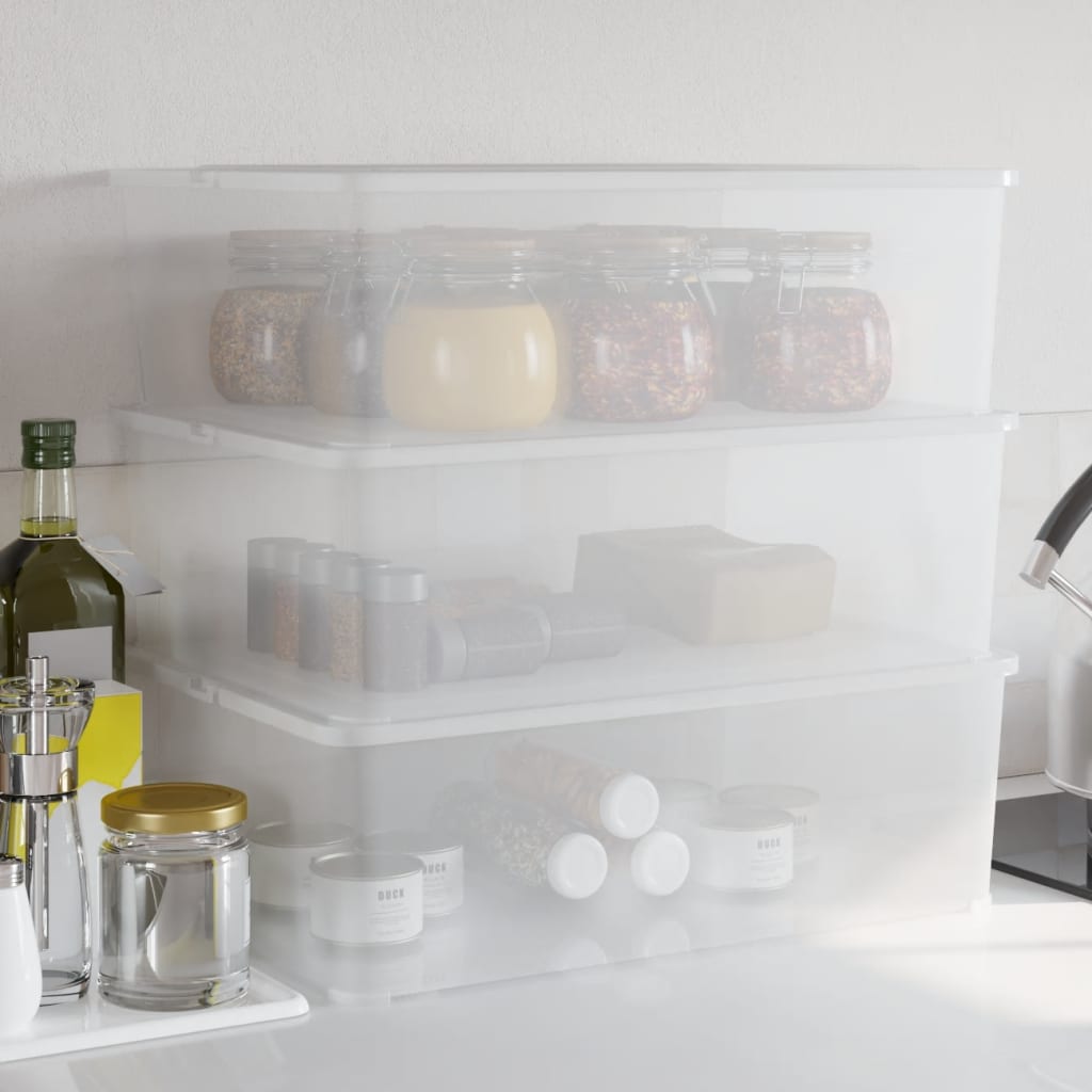 Plastic Storage Boxes 3 pcs 25 L Stackable