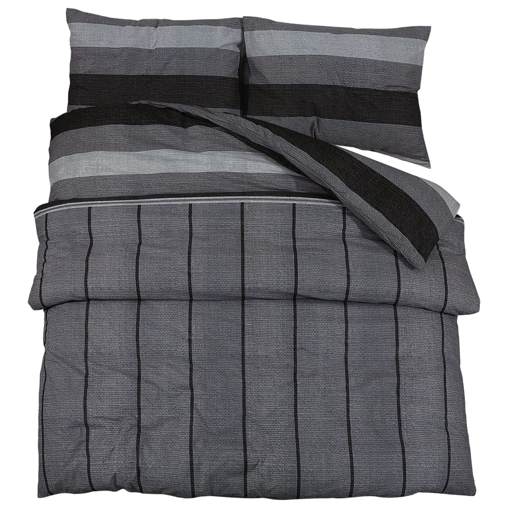 Duvet Cover Set Dark Grey 155x220 cm Cotton
