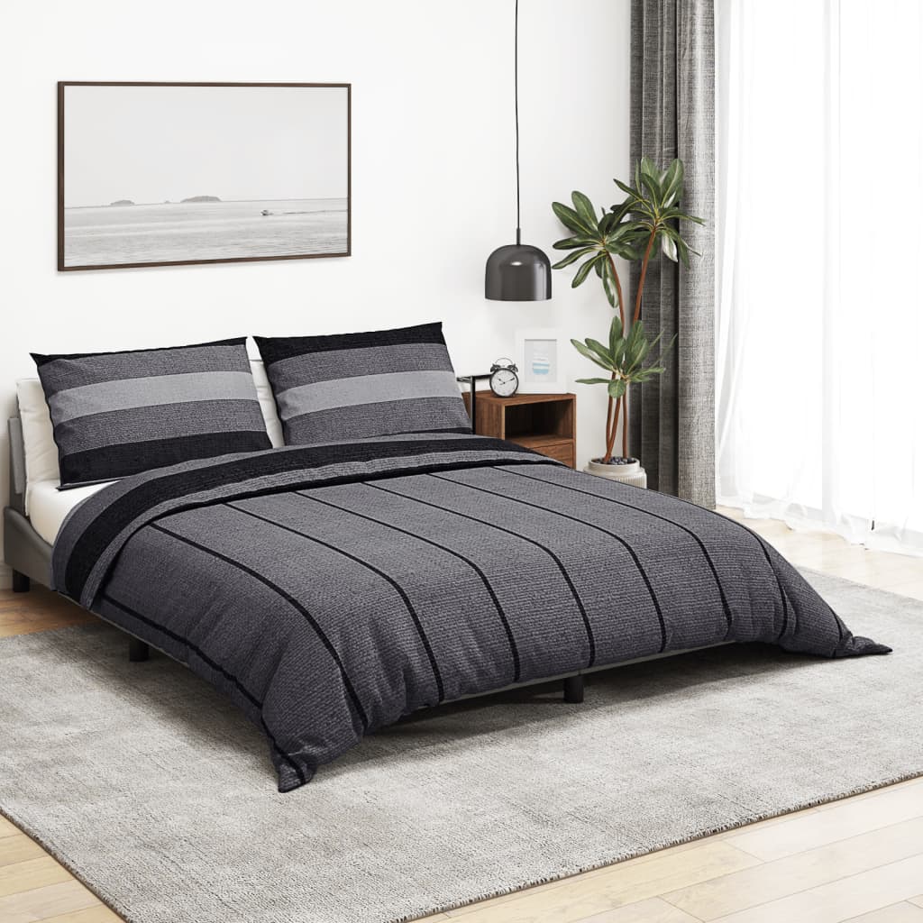 Duvet Cover Set Dark Grey 155x220 cm Cotton