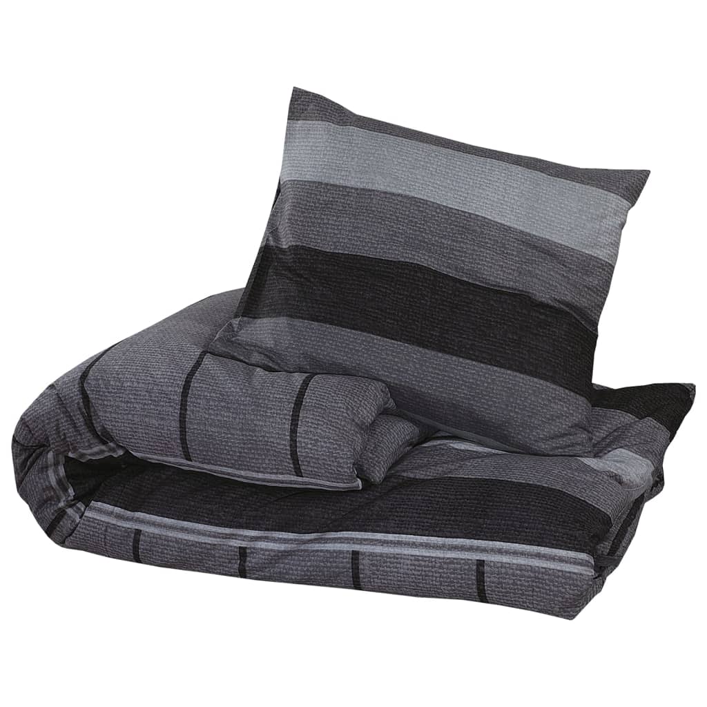 Duvet Cover Set Dark Grey 225x220 cm Cotton