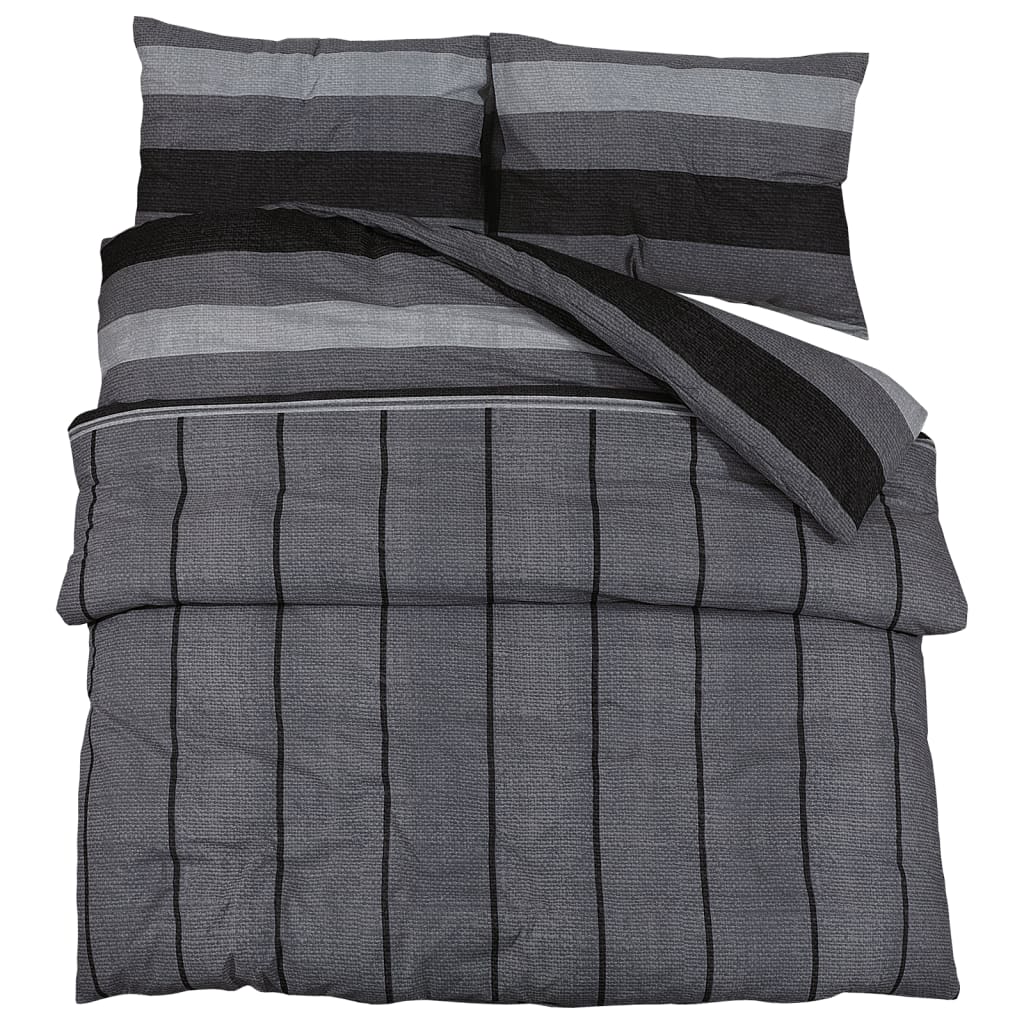 Duvet Cover Set Dark Grey 260x220 cm Cotton