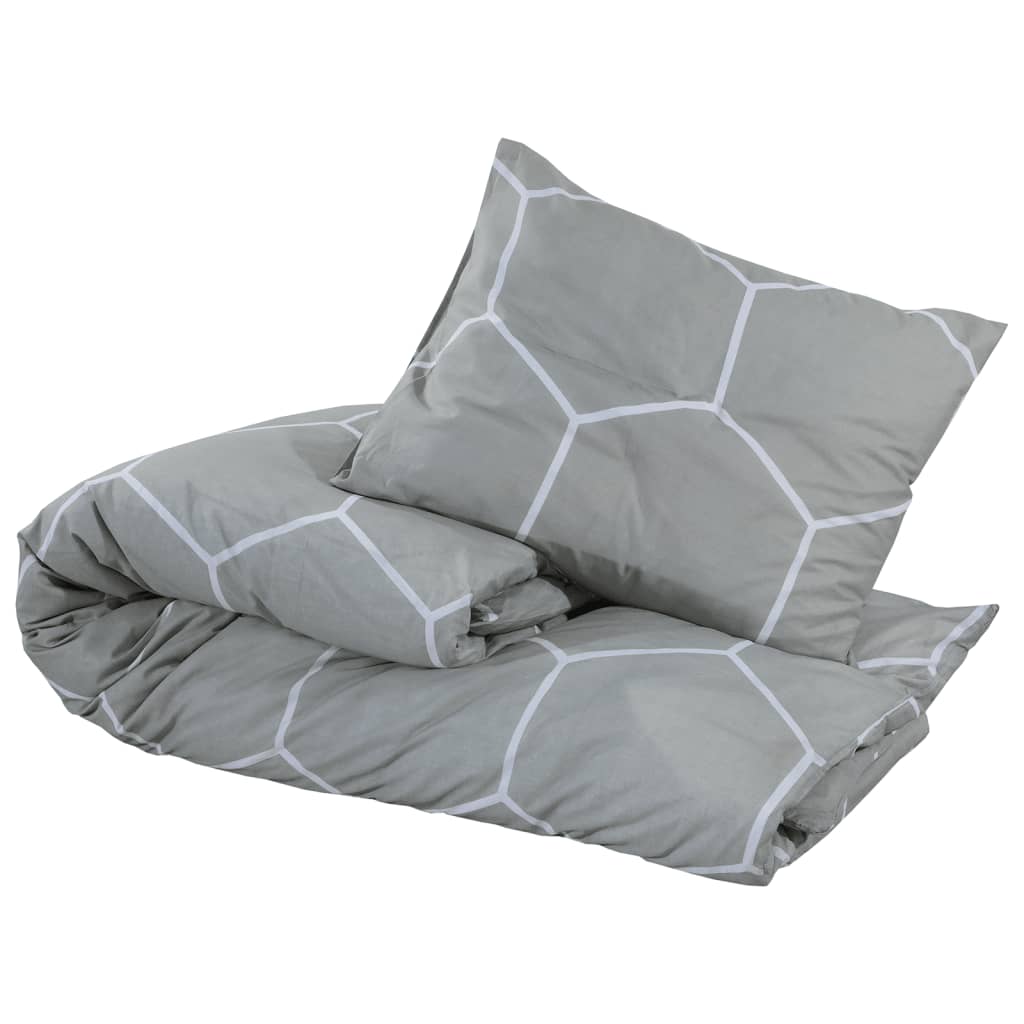Duvet Cover Set Grey 140x200 cm Cotton