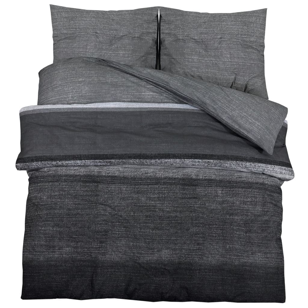 Duvet Cover Set Dark Grey 220x240 cm Cotton