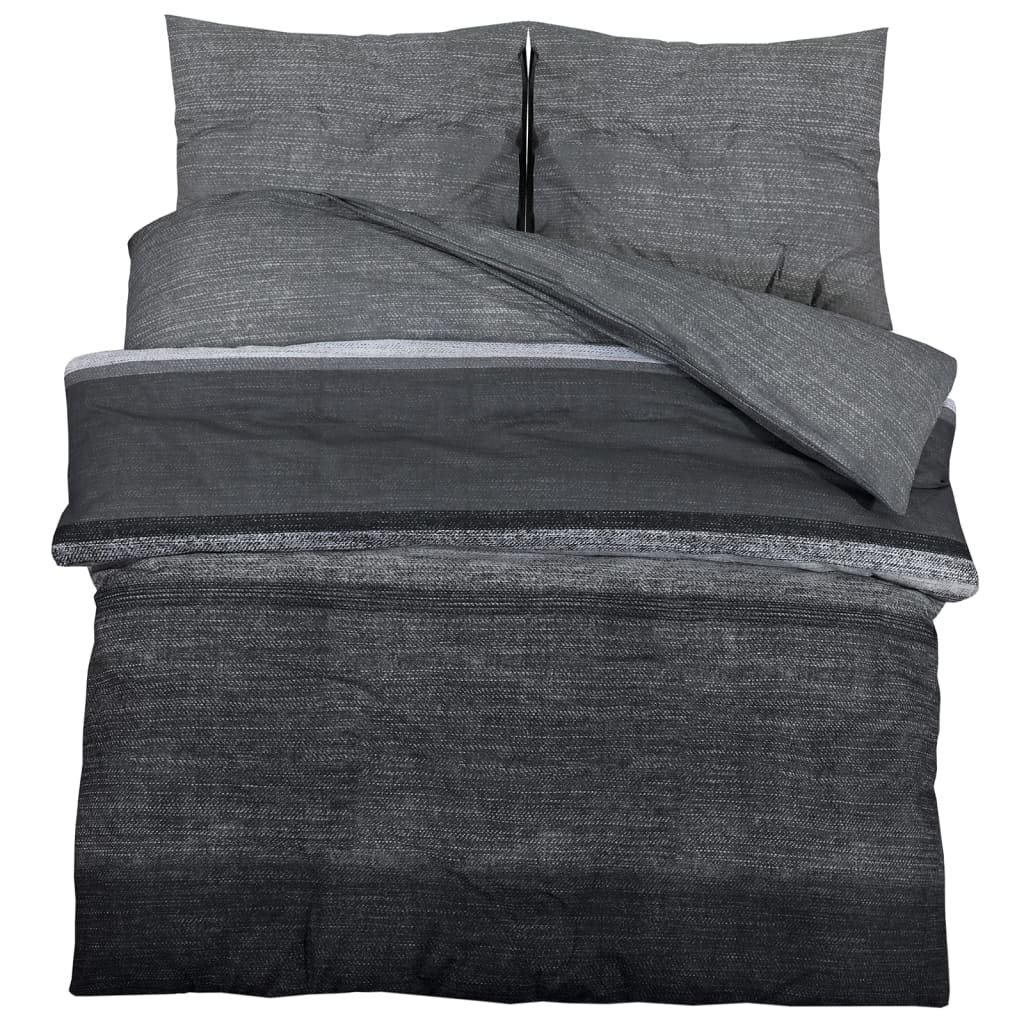 Duvet Cover Set Dark Grey 140x200 cm Cotton