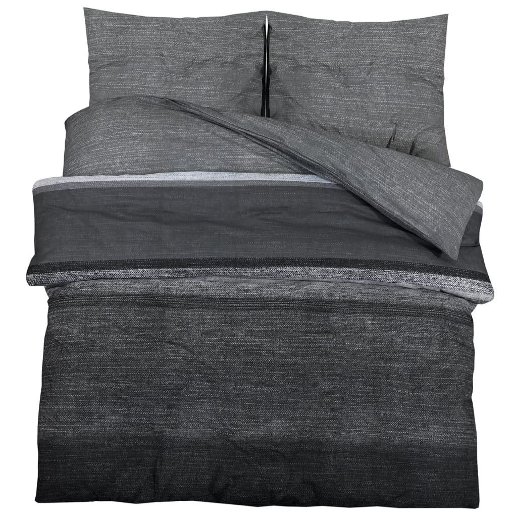 Duvet Cover Set Dark Grey 260x220 cm Cotton