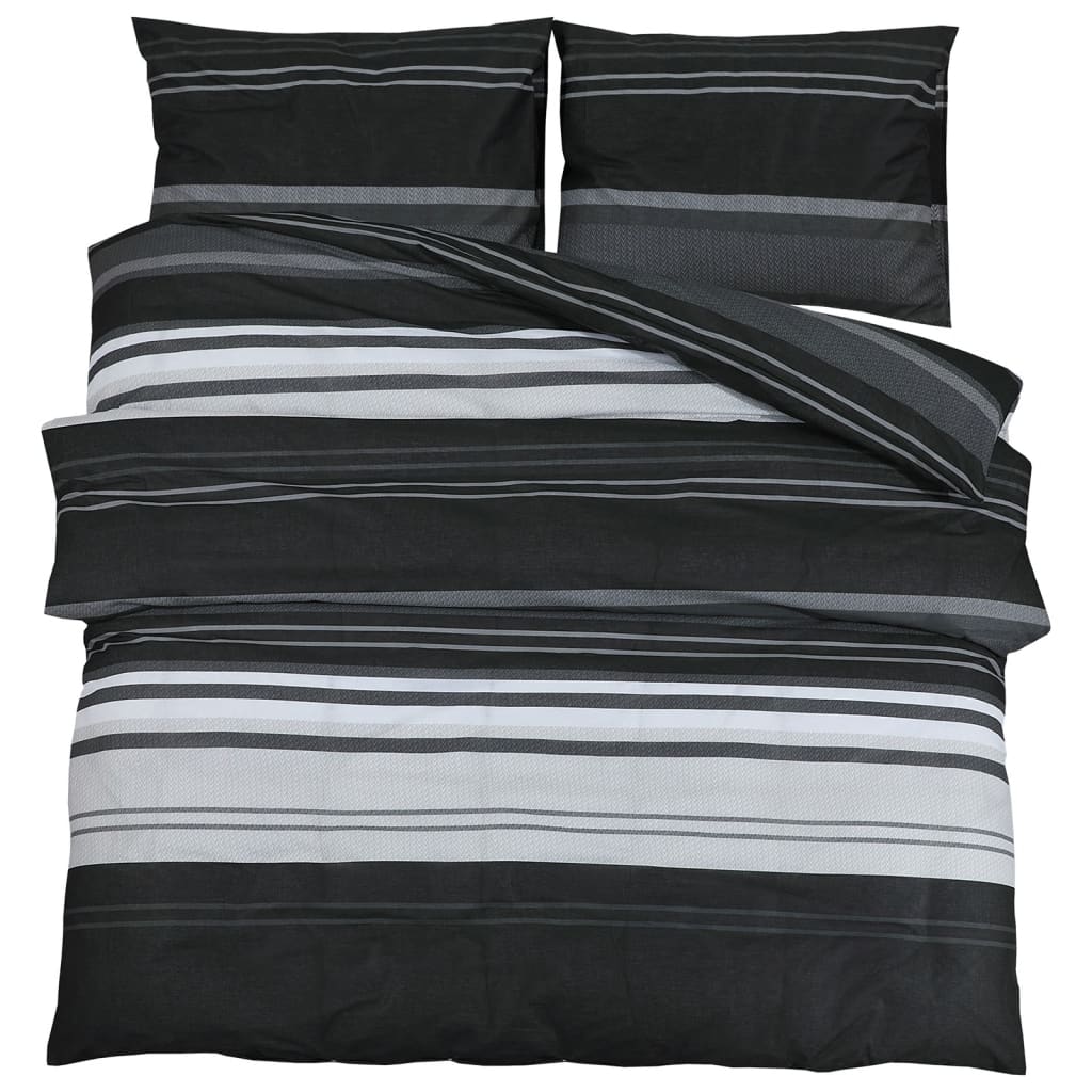 Duvet Cover Set Black and White 200x220 cm Cotton