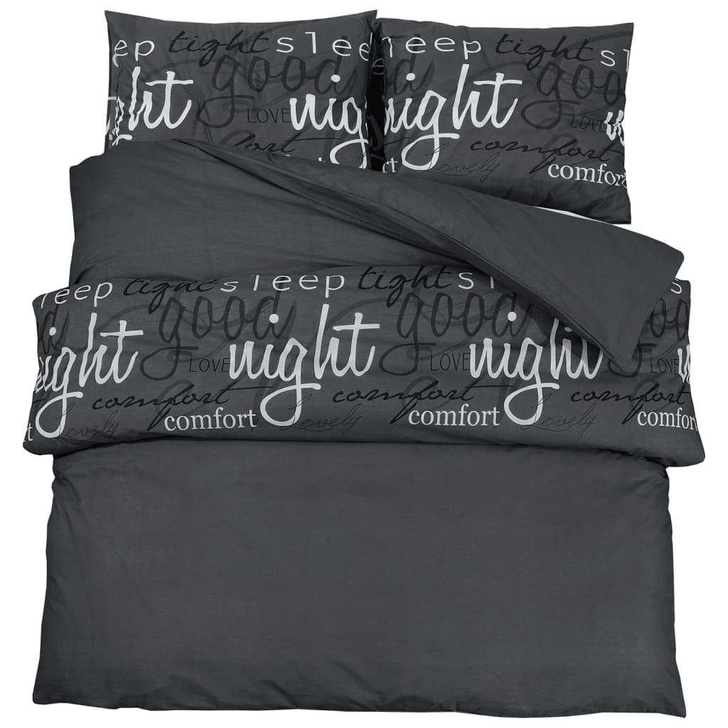 Duvet Cover Set Black 220x240 cm Cotton