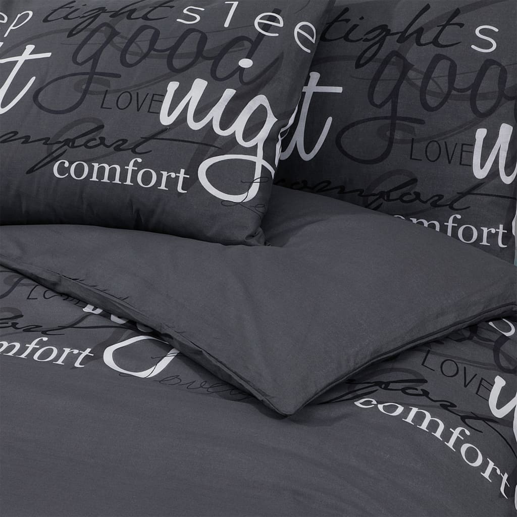 Duvet Cover Set Black 220x240 cm Cotton