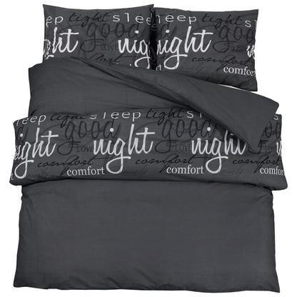 Duvet Cover Set Black 155x220 cm Cotton