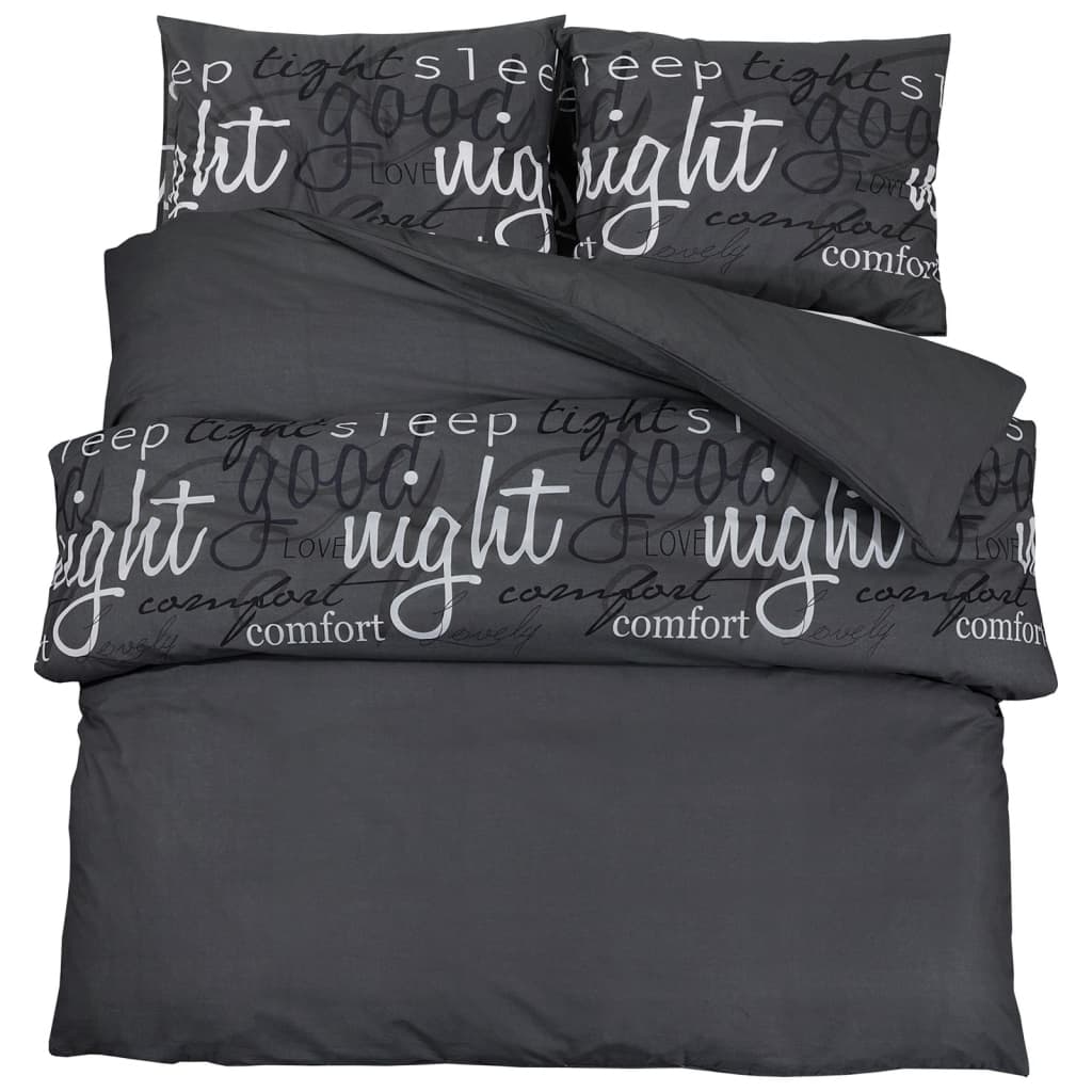 Duvet Cover Set Black 225x220 cm Cotton