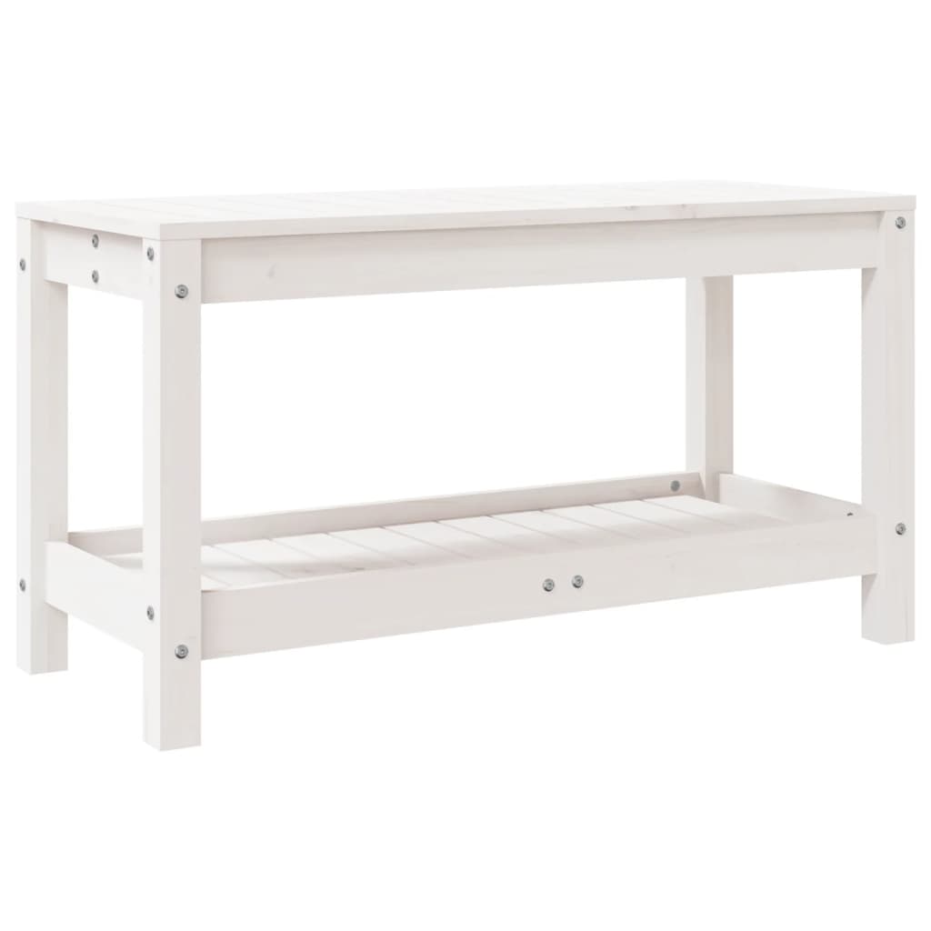 Garden Bench White 82.5x35x45 cm Solid Wood Pine