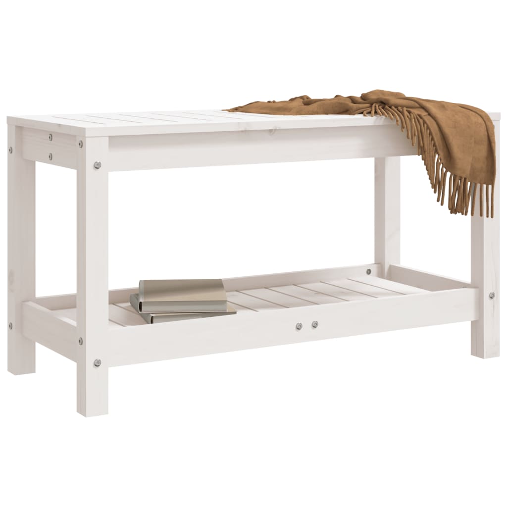 Garden Bench White 82.5x35x45 cm Solid Wood Pine