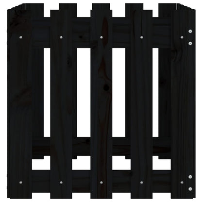 Garden Planter with Fence Design Black 50x50x50 cm Solid Wood Pine