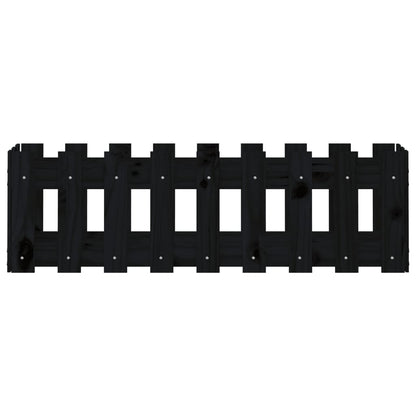Garden Raised Bed with Fence Design Black 100x30x30 cm Solid Wood Pine
