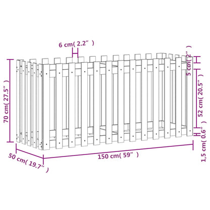 Garden Raised Bed with Fence Design 150x50x70 cm Solid Wood Pine